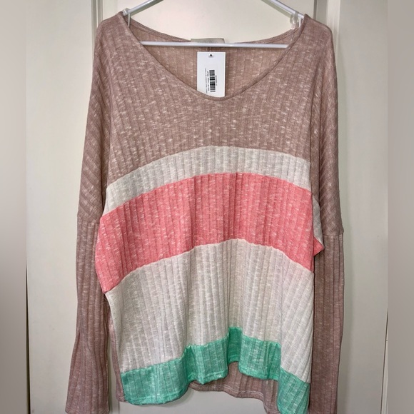 Hapatics Color Block Light Weight Shirt Sweater Size Large New - Picture 1 of 7